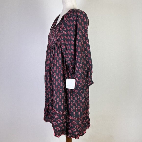 Beach Lunch Lounge NWT Krissi Dress Size Medium Knee Length Black Red Boho - Picture 2 of 12